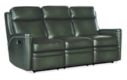 Hooker Furniture Hamilton Power Sofa with Power Headrest in Green