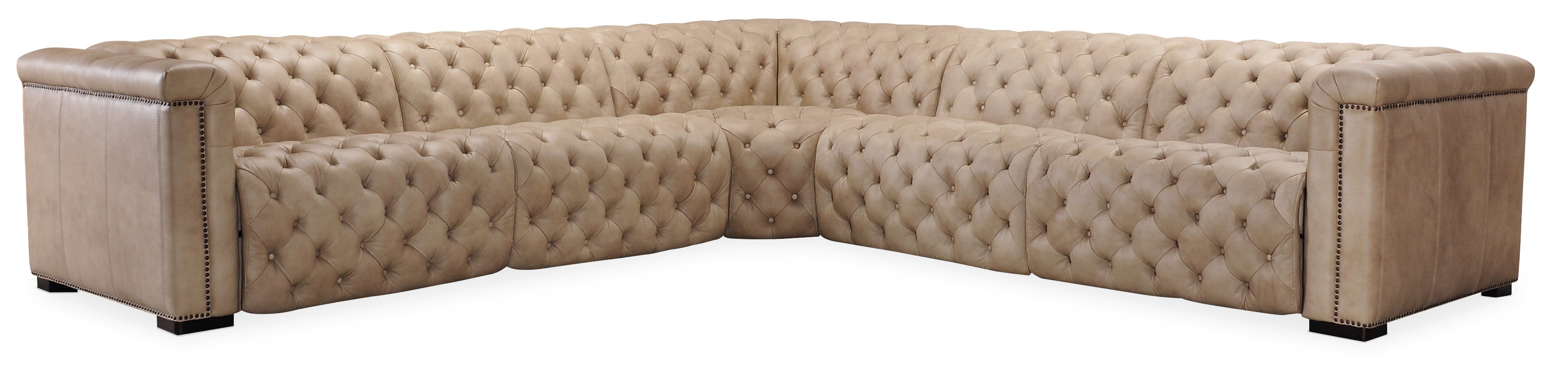 Hooker Furniture Savion Grandier 5-Piece Sectional with Power Recline & Power Headrest in Brown