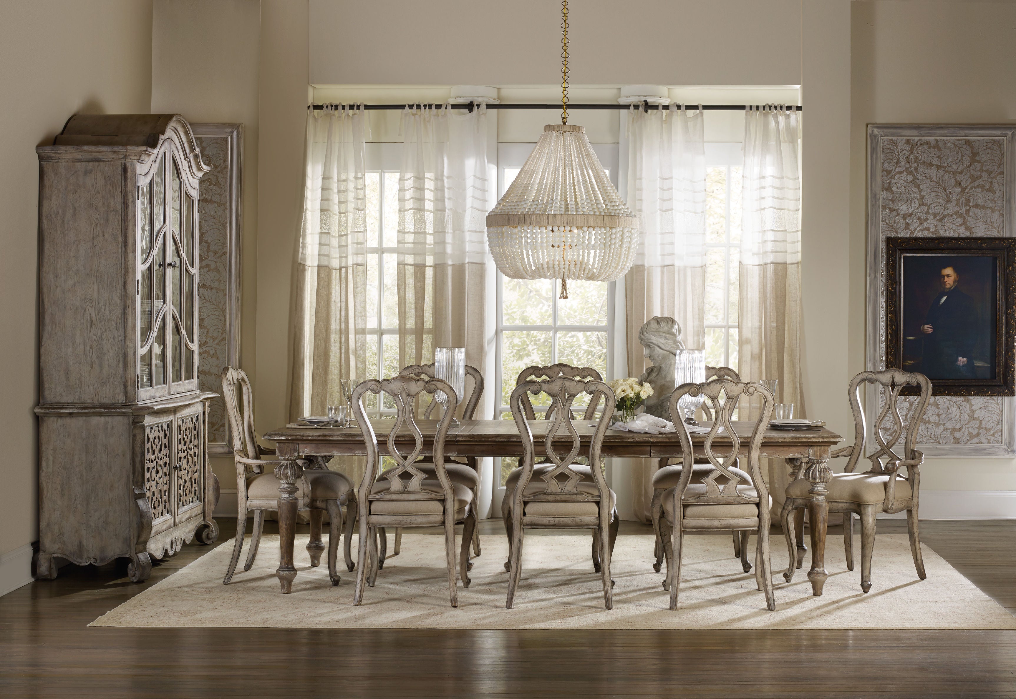 Hooker Furniture Chatelet Rectangle Leg Dining Table with Two 18'' Leaves