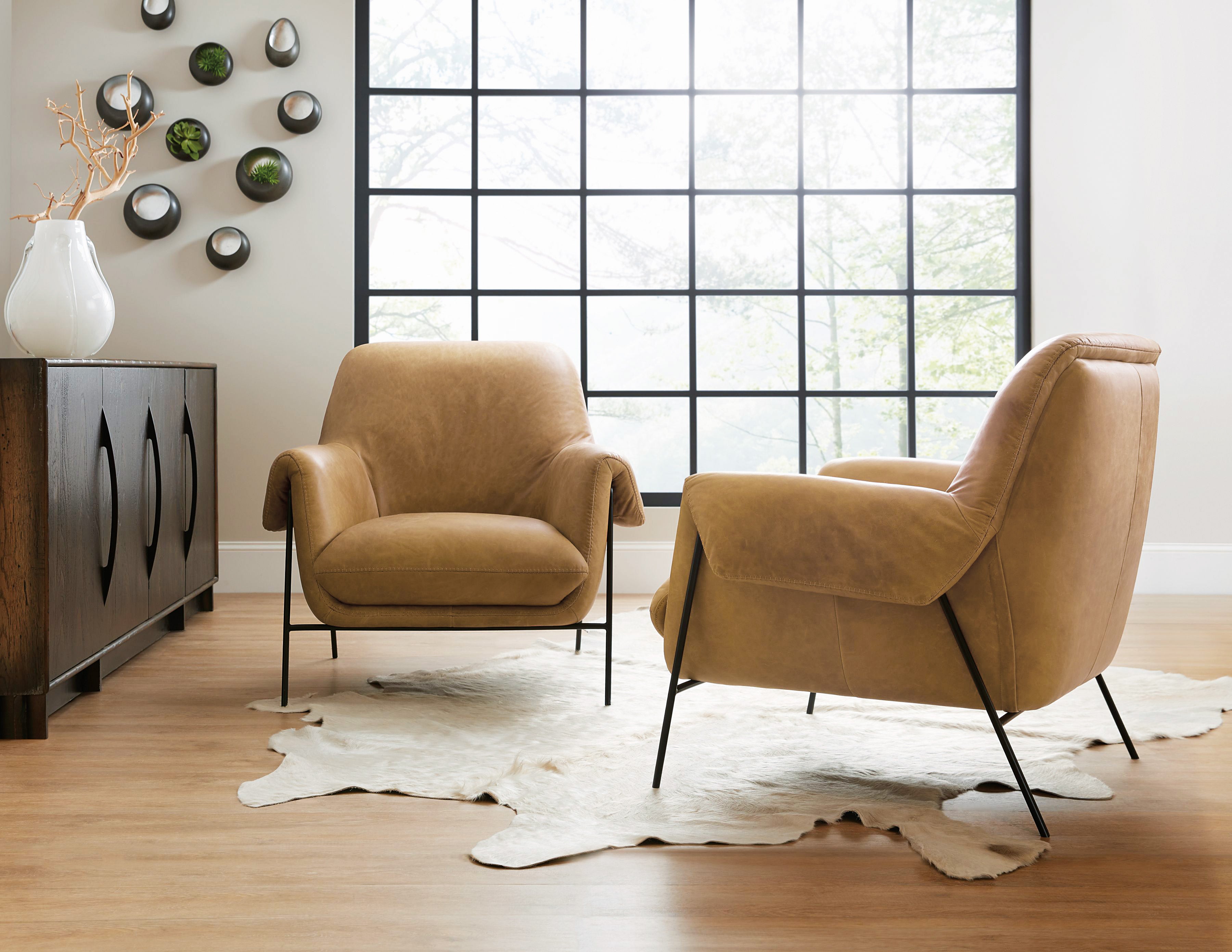 Hooker Furniture Ambroise Metal Frame Club Chair in Brown