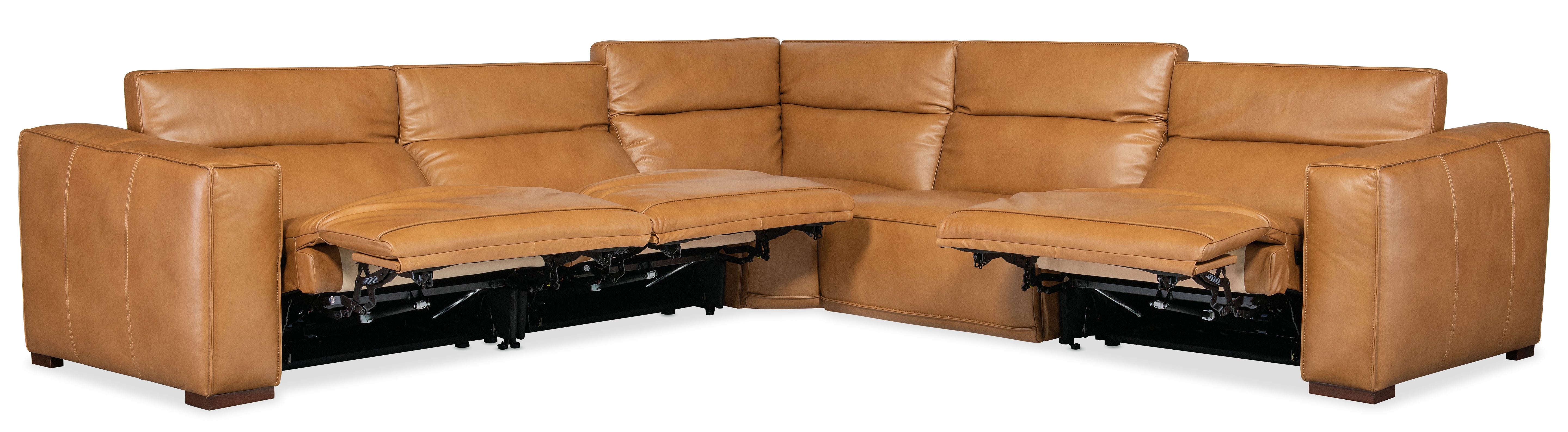Hooker Furniture Fresco 5 Seat Sectional with Power Recline & Power Headrest in Brown