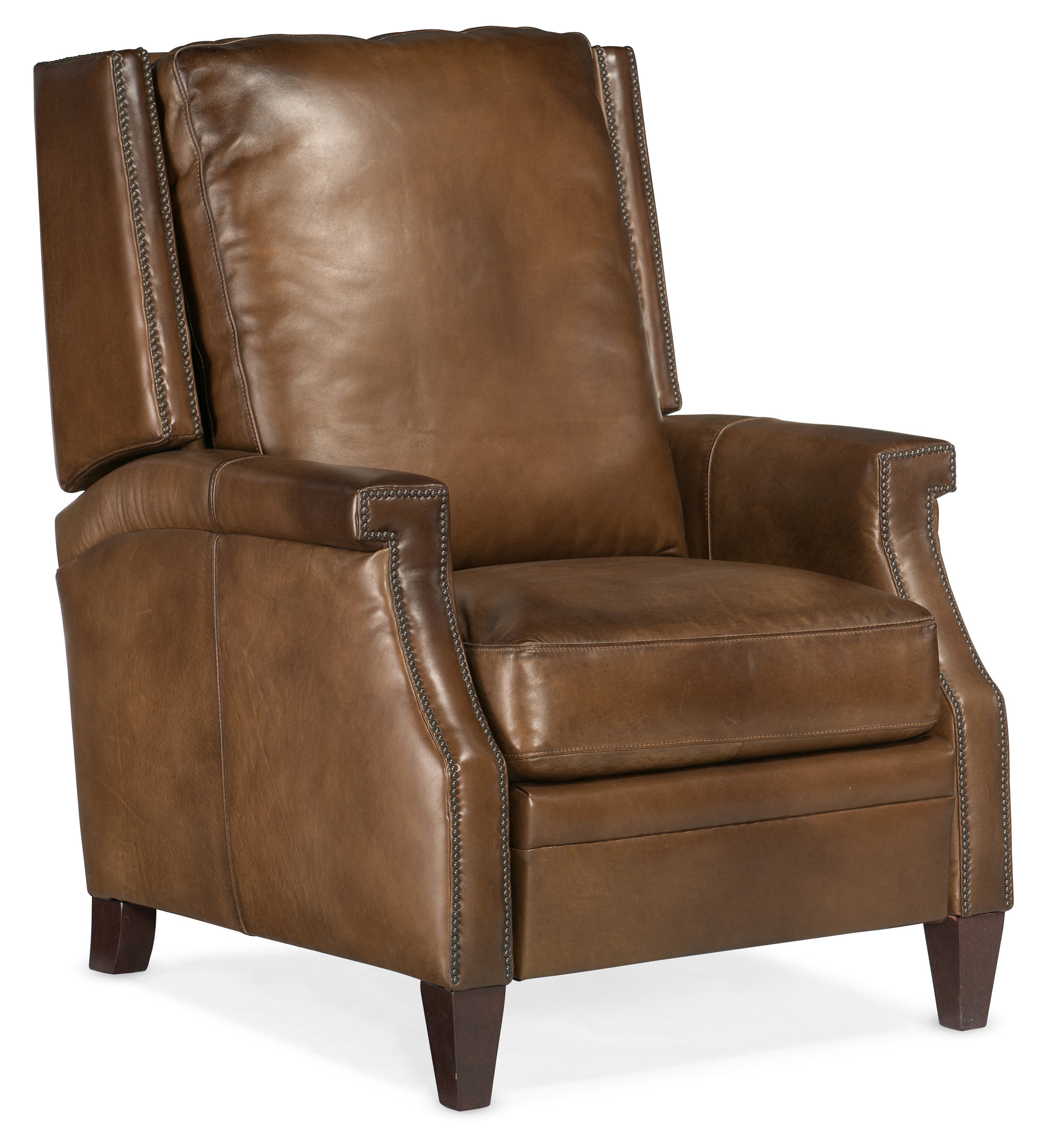 Hooker Furniture Collin Manual Push Back Recliner in Medium Brown