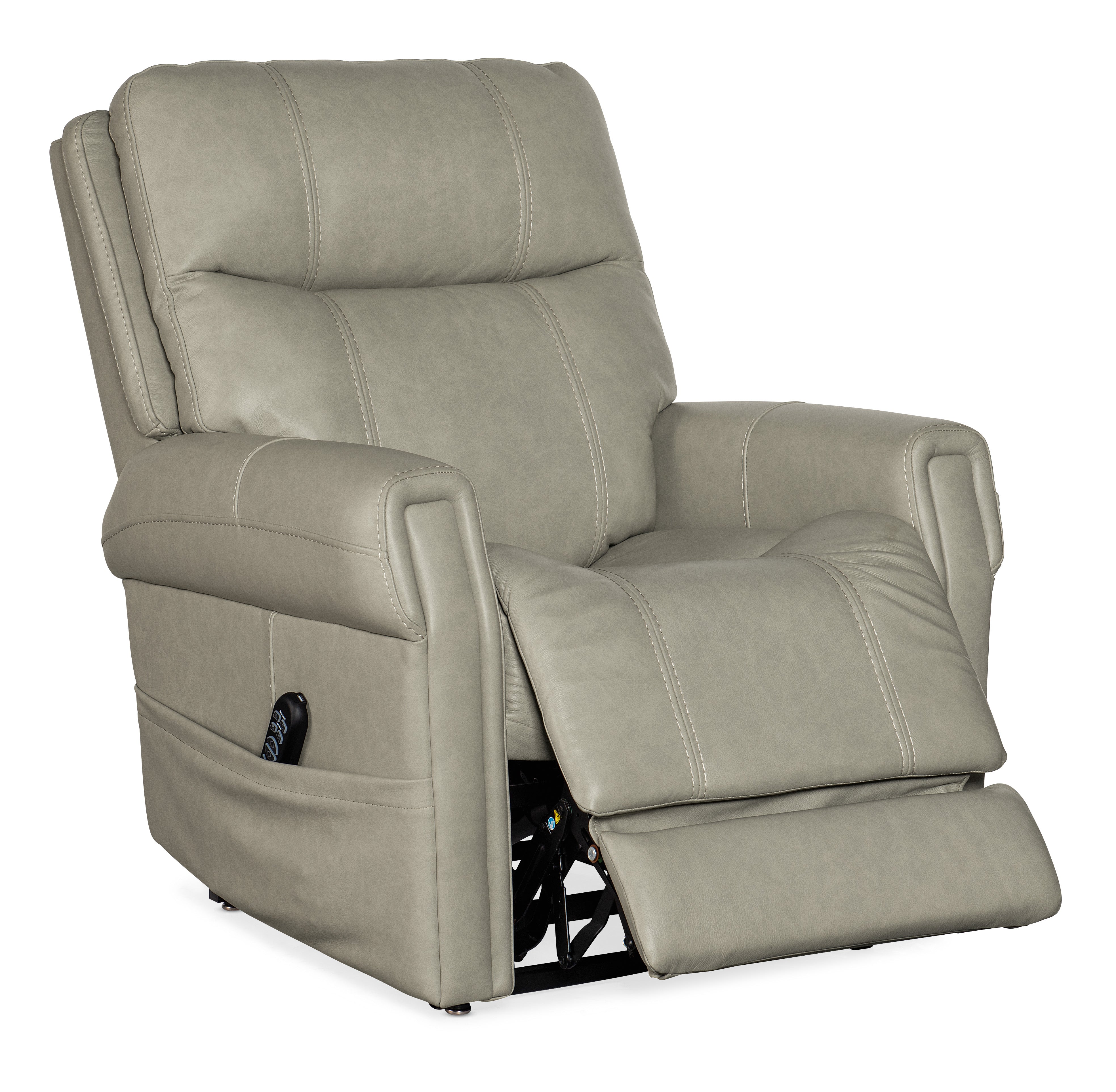 Hooker Furniture Carroll Power Recliner with Power Headrest, Lumbar & Lift in Light Gray