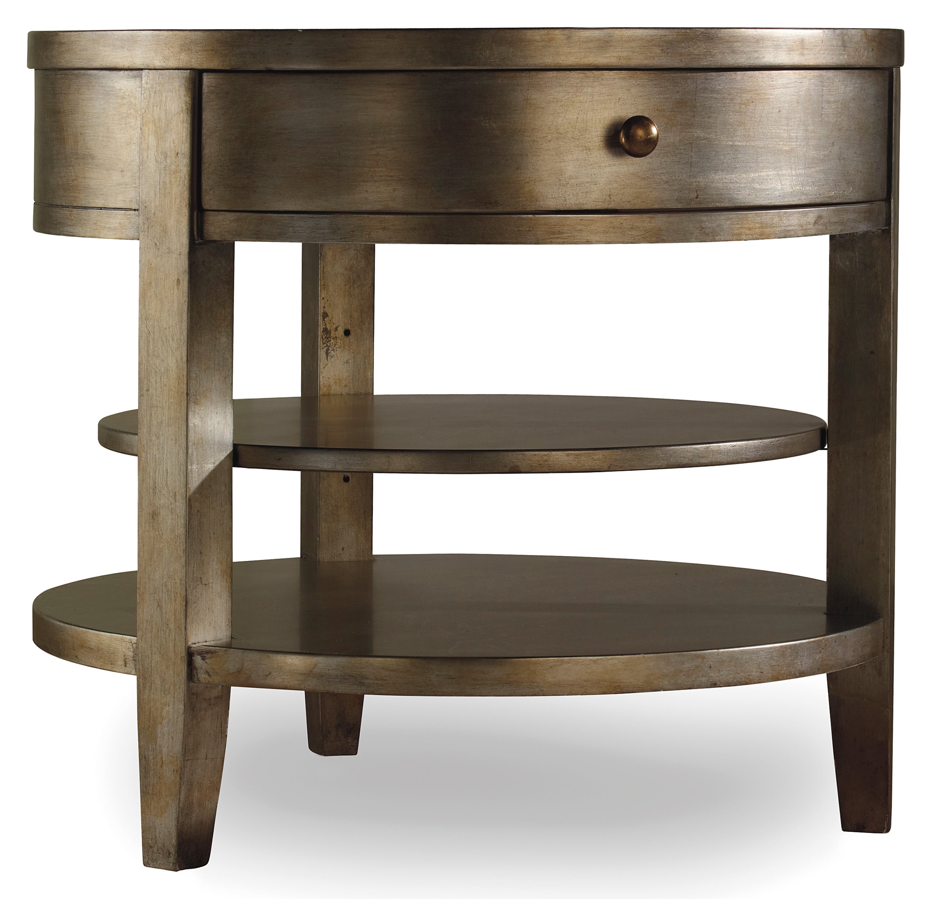 Hooker Furniture Sanctuary One-Drawer Round Lamp Table - Visage in Golds