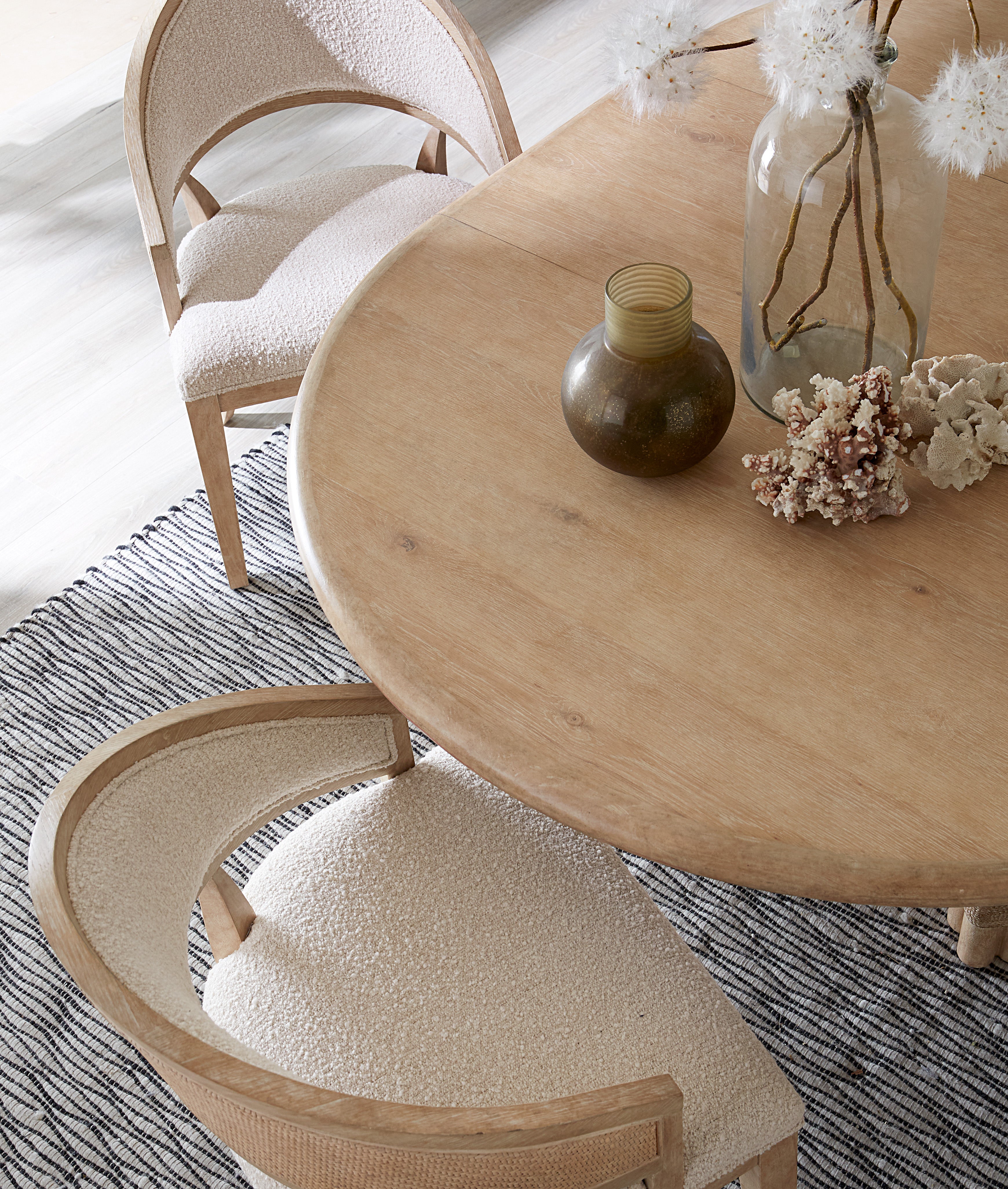 Hooker Furniture Retreat Pole Rattan Round Dining Table with 1-20in Leaf