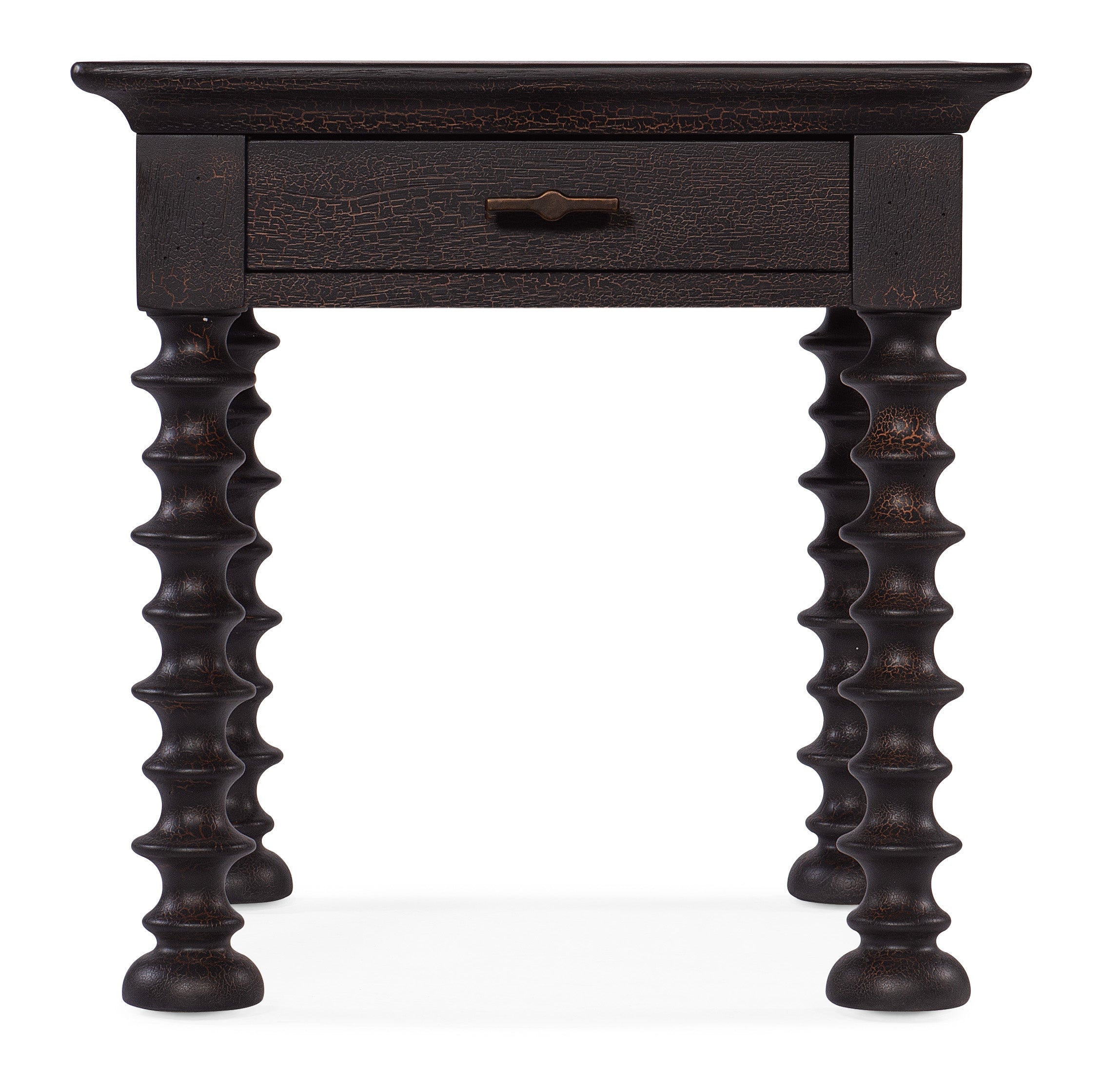 Hooker Furniture Big Sky Turned Leg End Table in Medium Brown