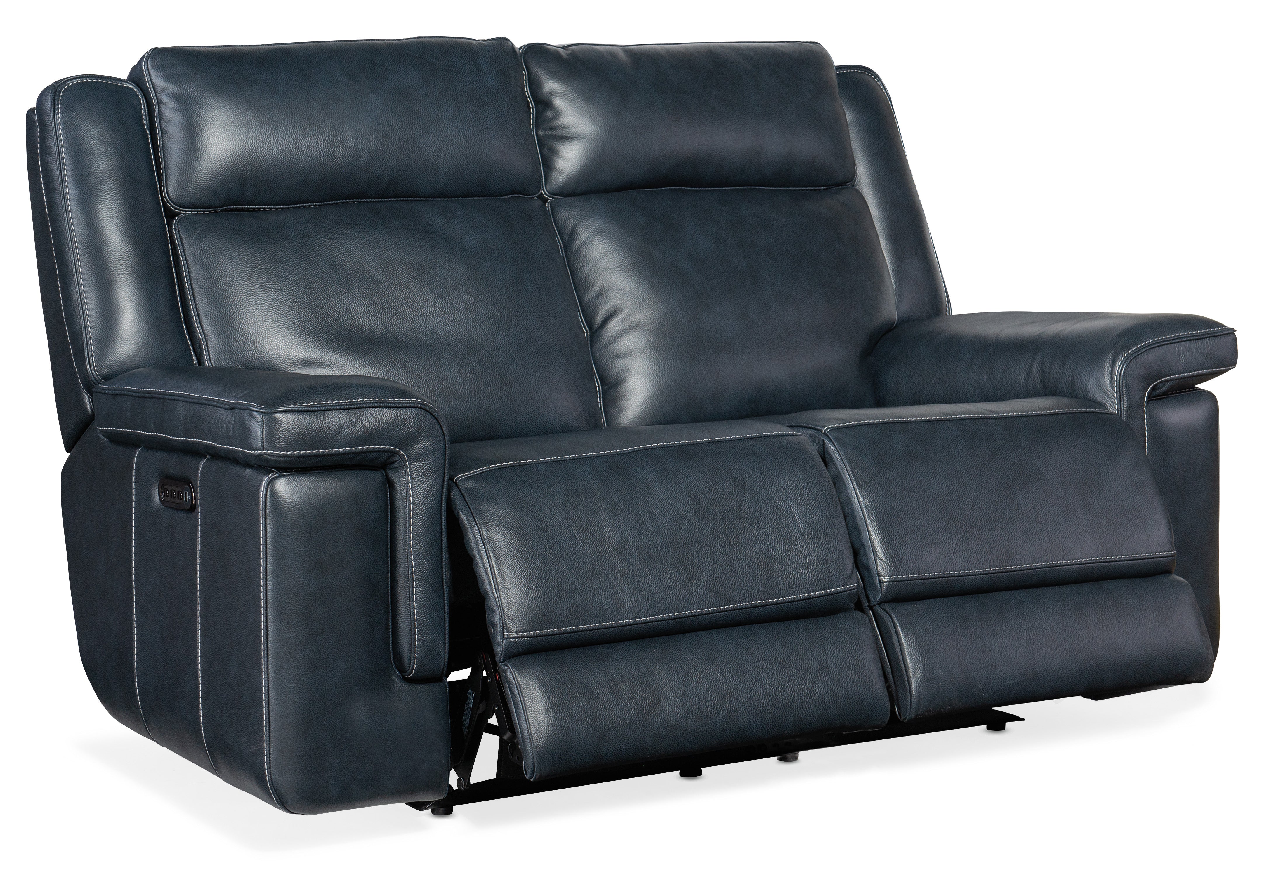 Hooker Furniture Montel Lay Flat Power Loveseat with Power Headrest & Lumbar in Medium Blue