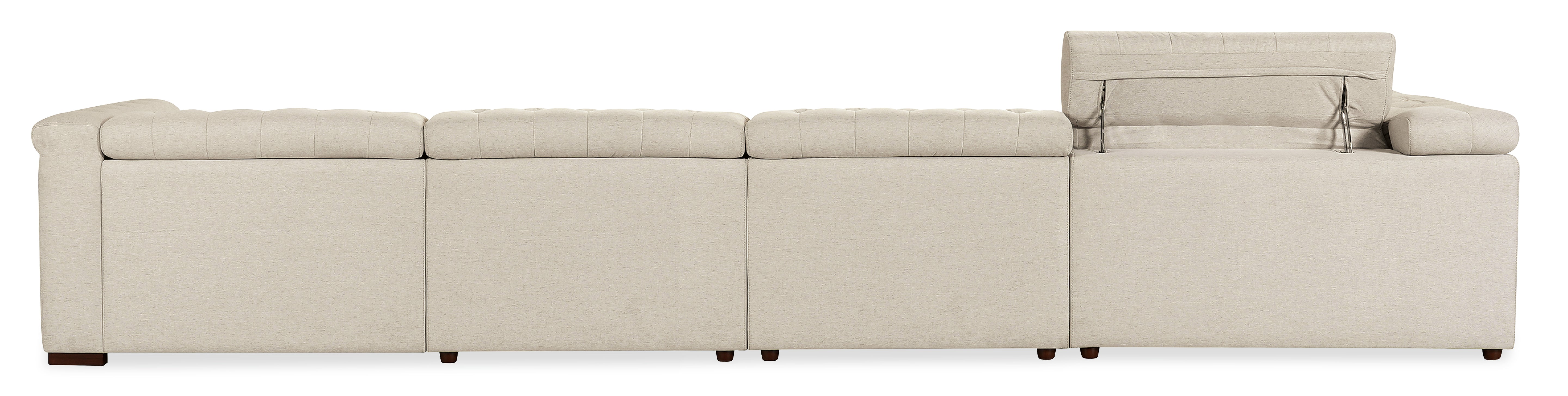 Hooker Furniture Savion Deux 6 Seat Sectional with Four Power Recliners and Seven Power Headrests in Beige