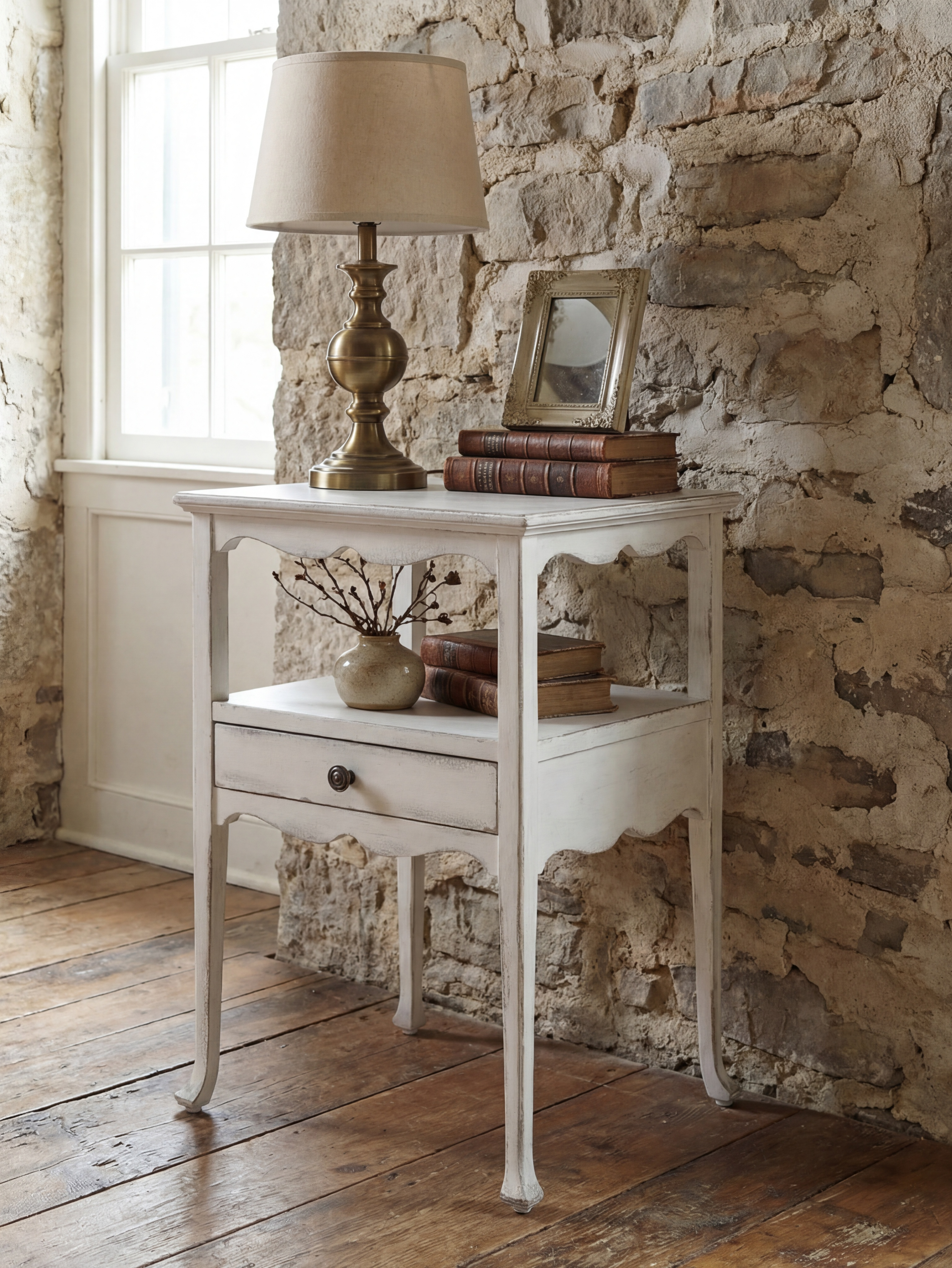 Hooker Furniture Charleston One-Drawer Accent Table in Whites/Creams/Beiges