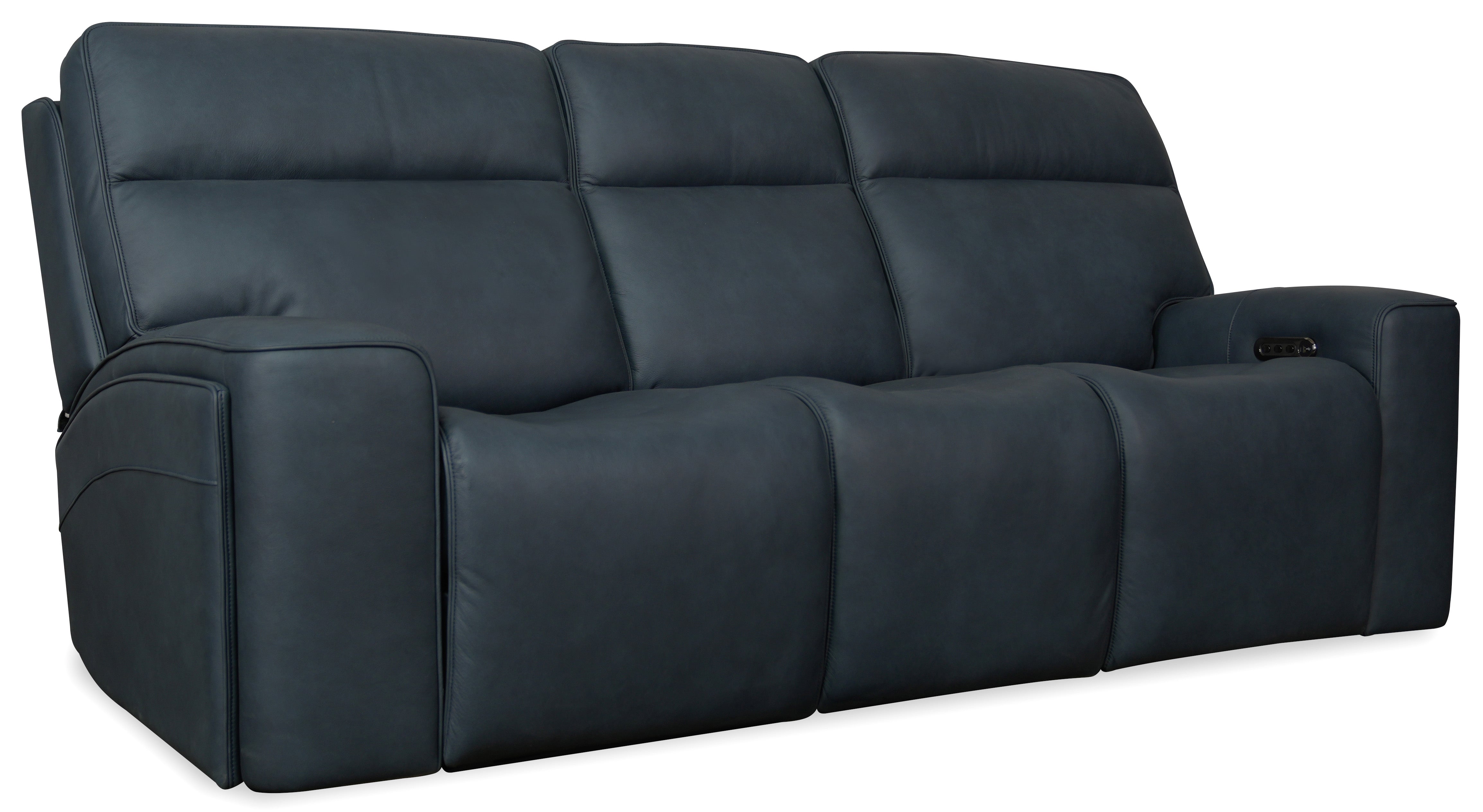 Hooker Furniture Riverton Power Sofa with Power Headrest and Lumbar in Blue