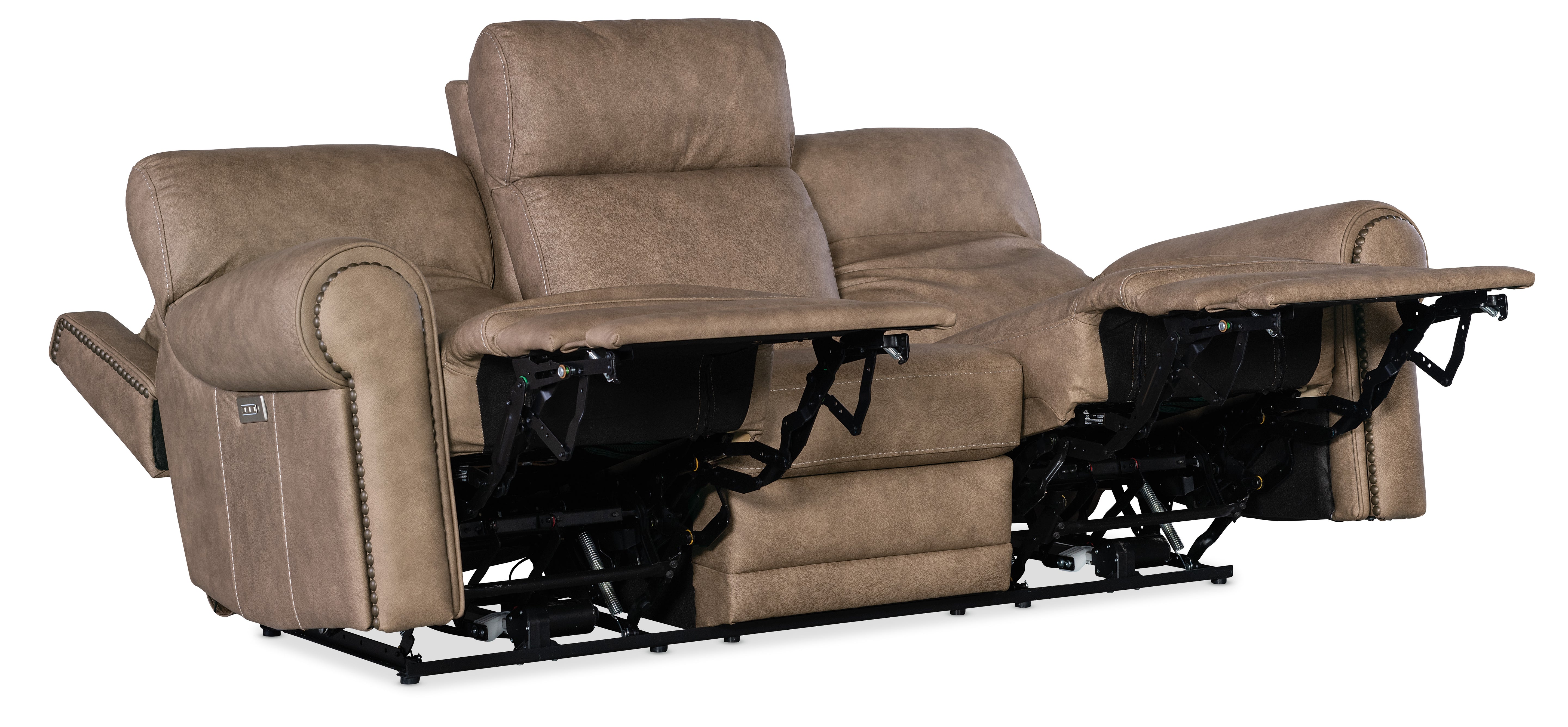 Hooker Furniture Duncan Power Sofa with Power Headrest & Lumbar in Light Brown