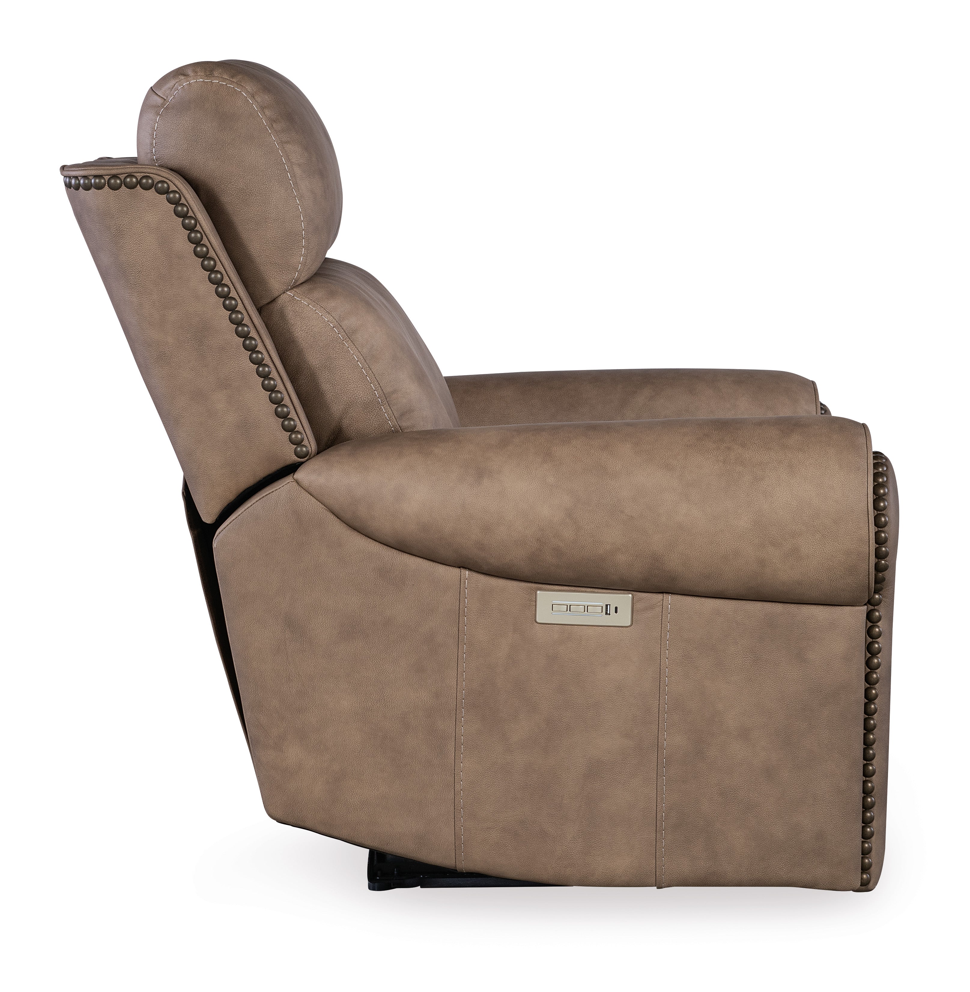 Hooker Furniture Duncan Power Recliner with Power Headrest & Lumbar in Light Brown