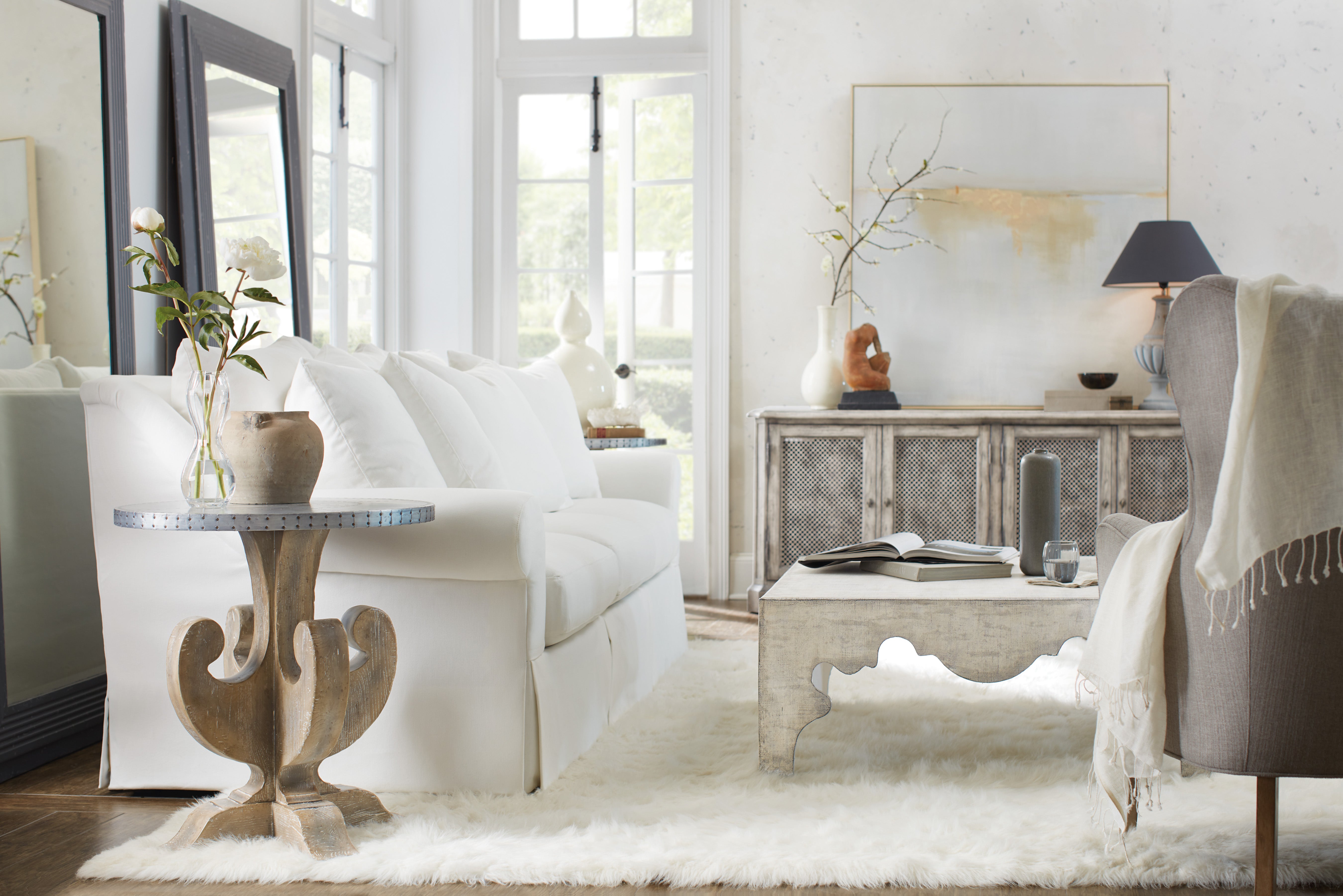 Hooker Furniture Boheme Flanders Square Cocktail Table in White