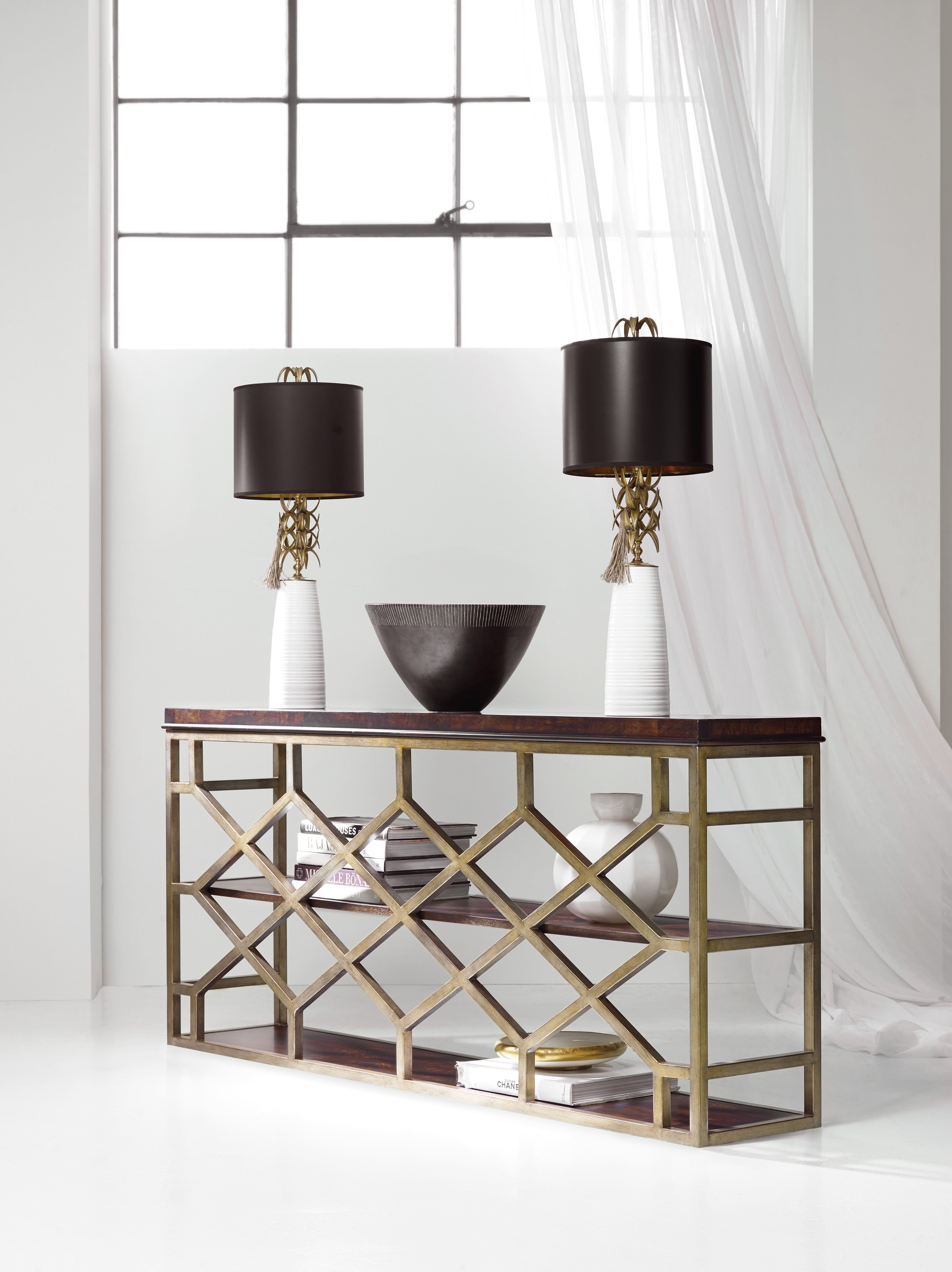 Hooker Furniture Melange Giles Console Table in Dark Brown