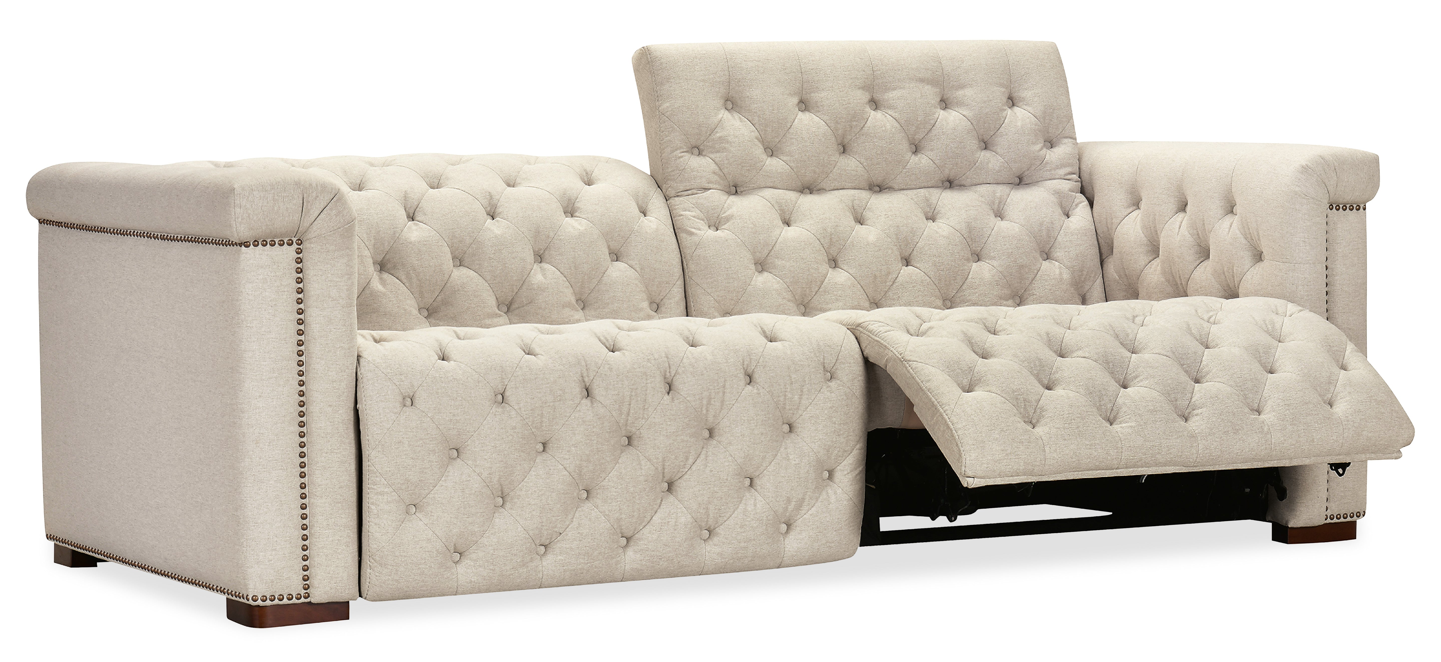 Hooker Furniture Savion Deux Sofa with Power Recliners and Power Headrests in Beige