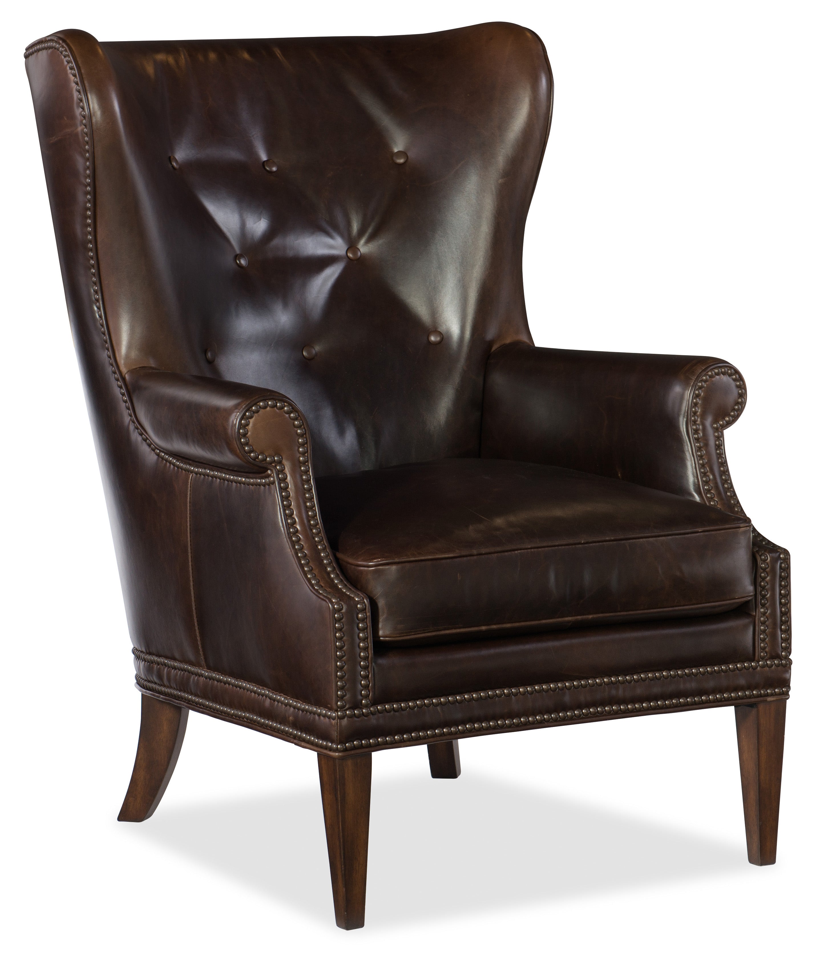 Hooker Furniture Maya Wing Club Chair in Dark Brown