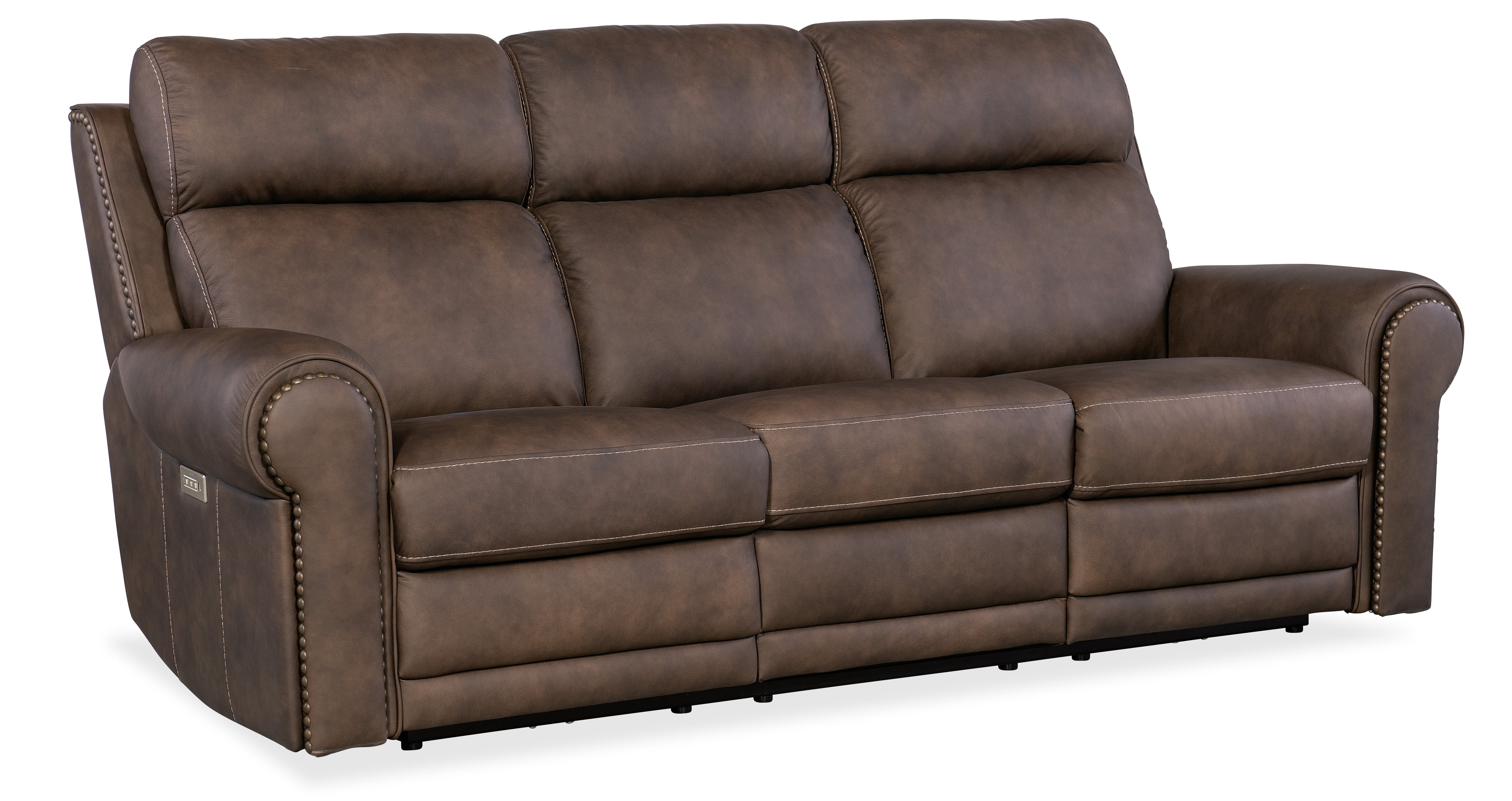 Hooker Furniture Duncan Power Sofa with Power Headrest & Lumbar in Light Brown