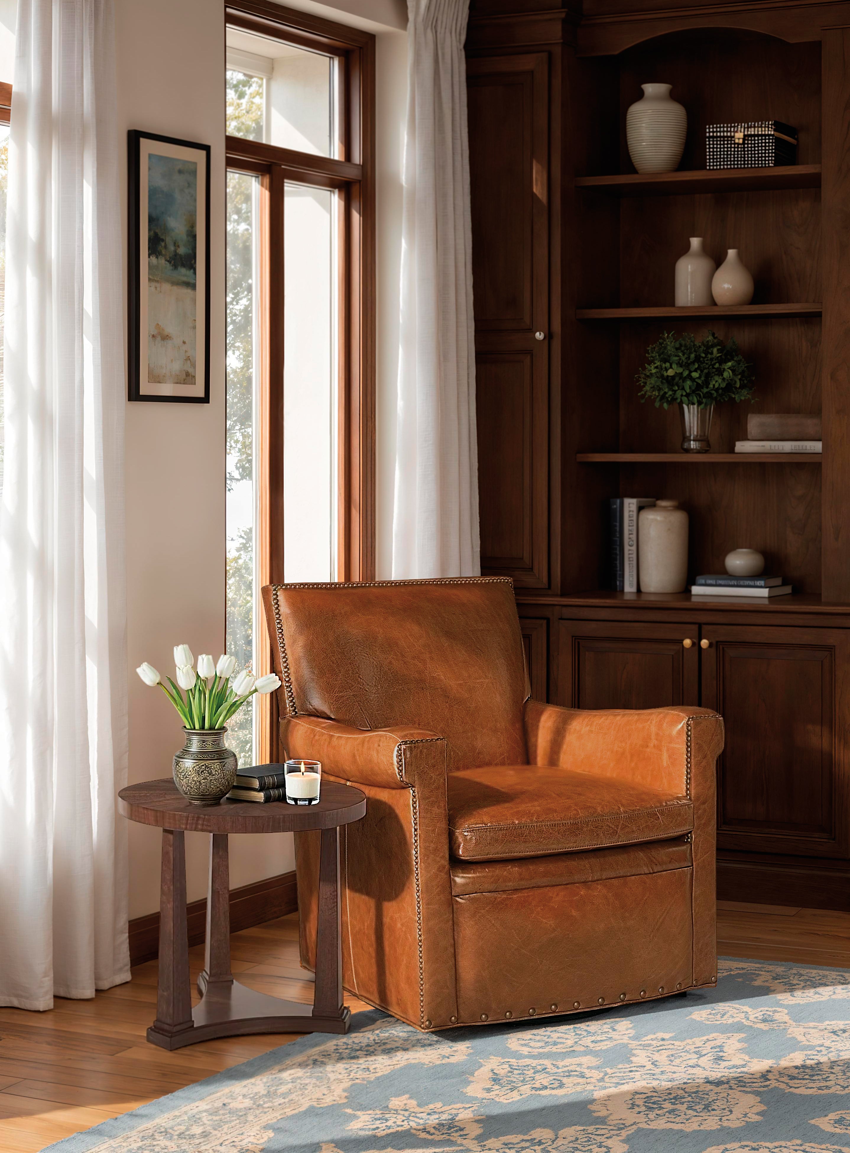 Hooker Furniture Jilian Swivel Club Chair in Light Brown
