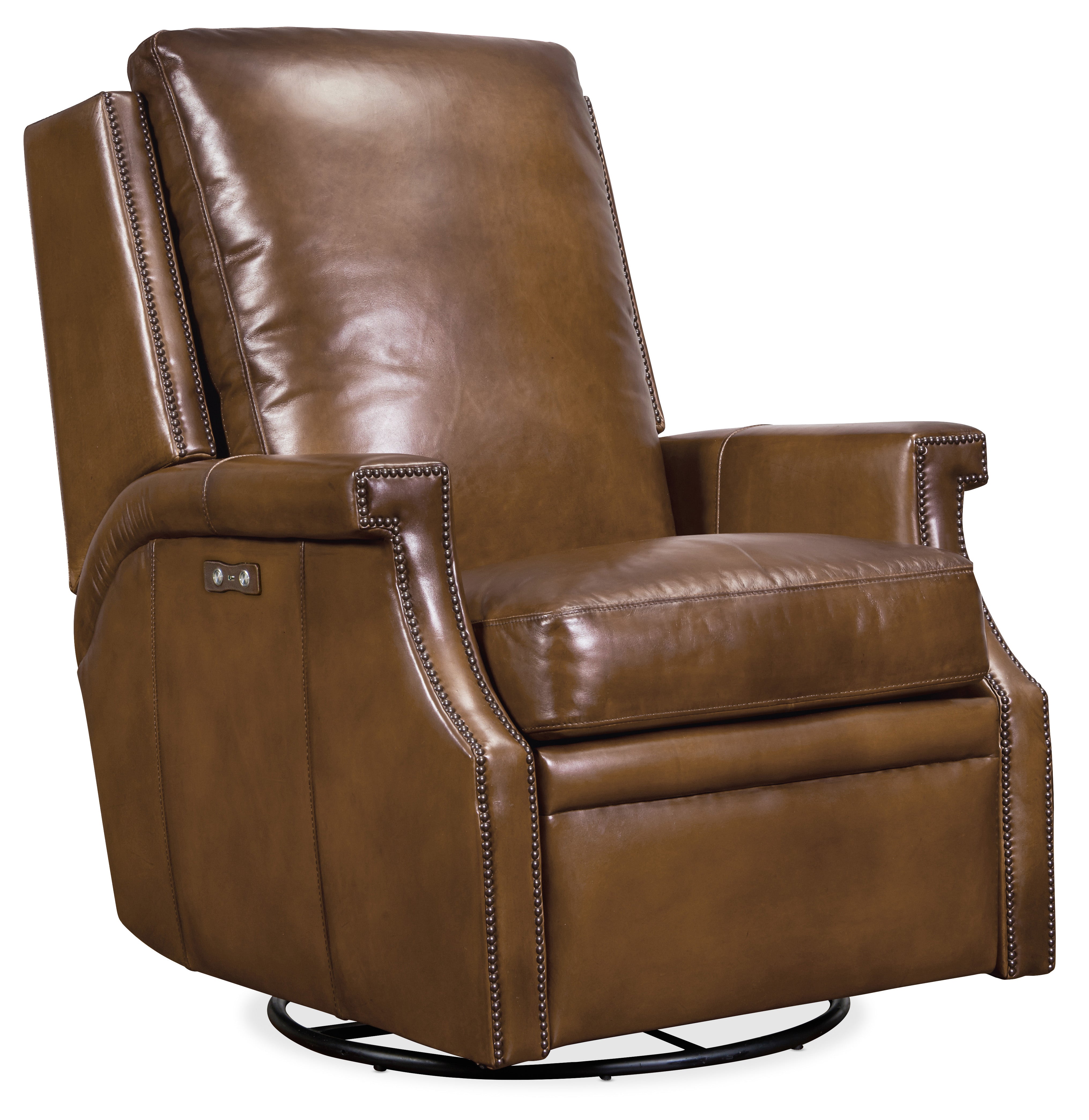 Hooker Furniture Collin Power Swivel Glider Recliner in Medium Brown