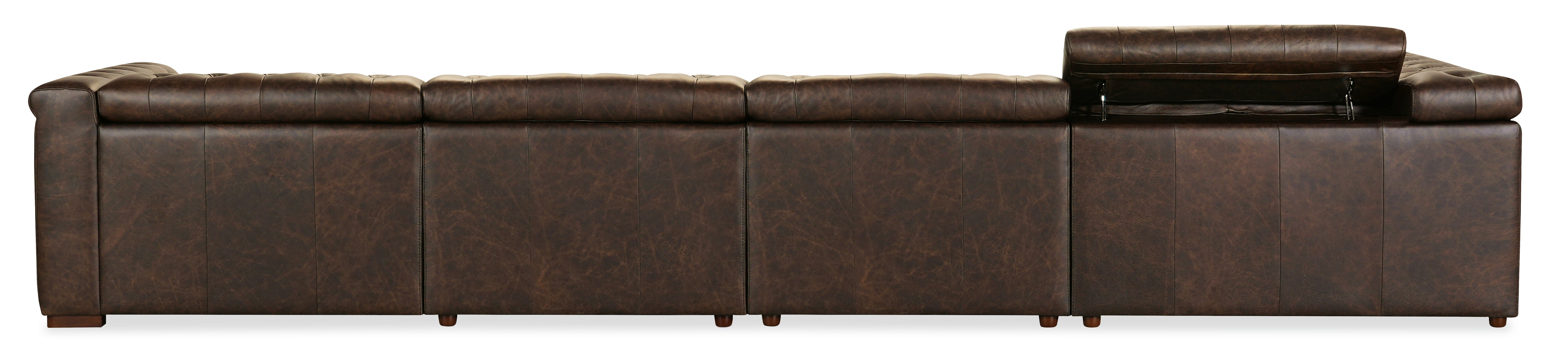 Hooker Furniture Savion Deux 6 Seat Sectional with Three Power Recliners and Seven Power Headrests in Brown