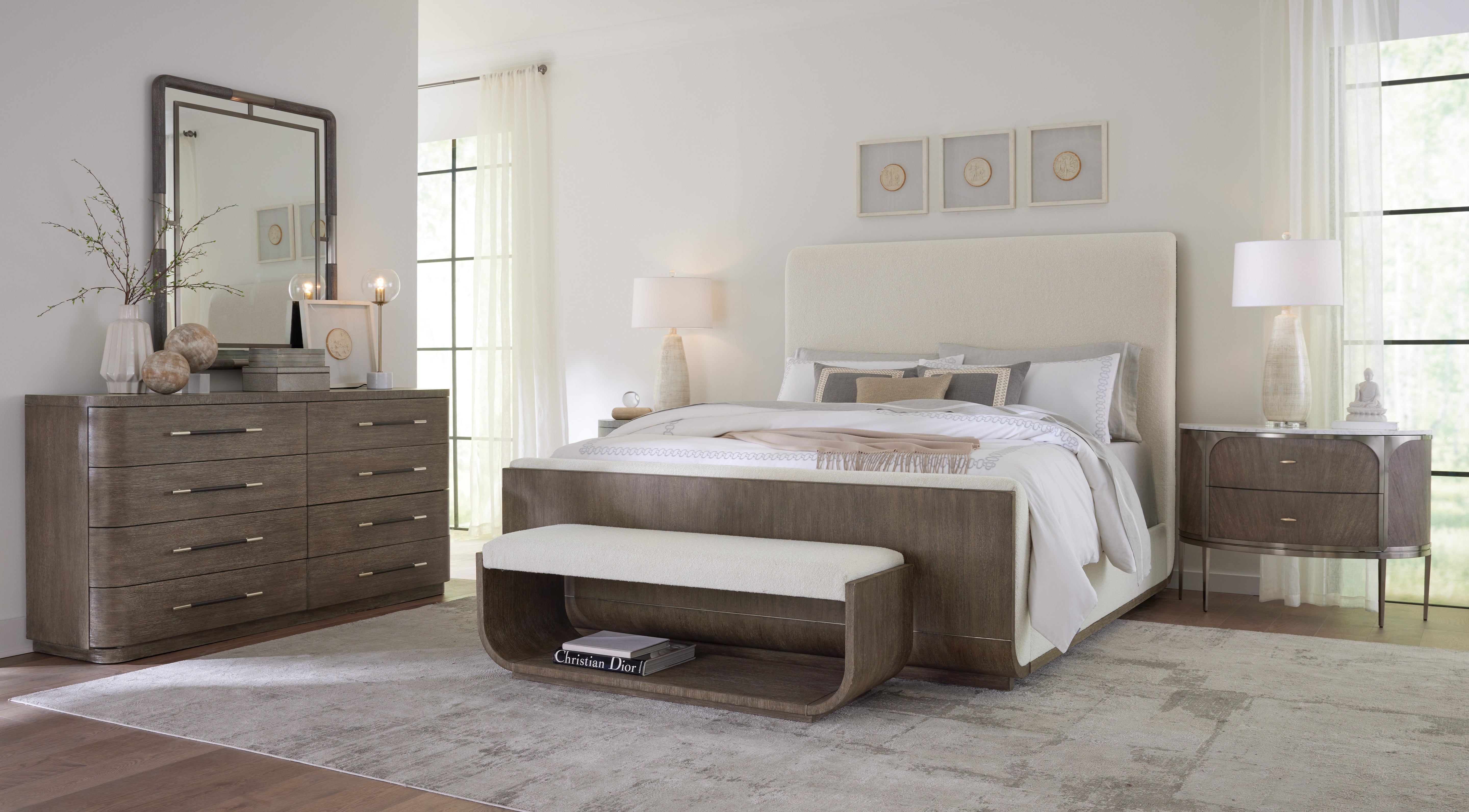 Hooker Furniture Modern Mood Upholstered Panel Bed in Dark Wood