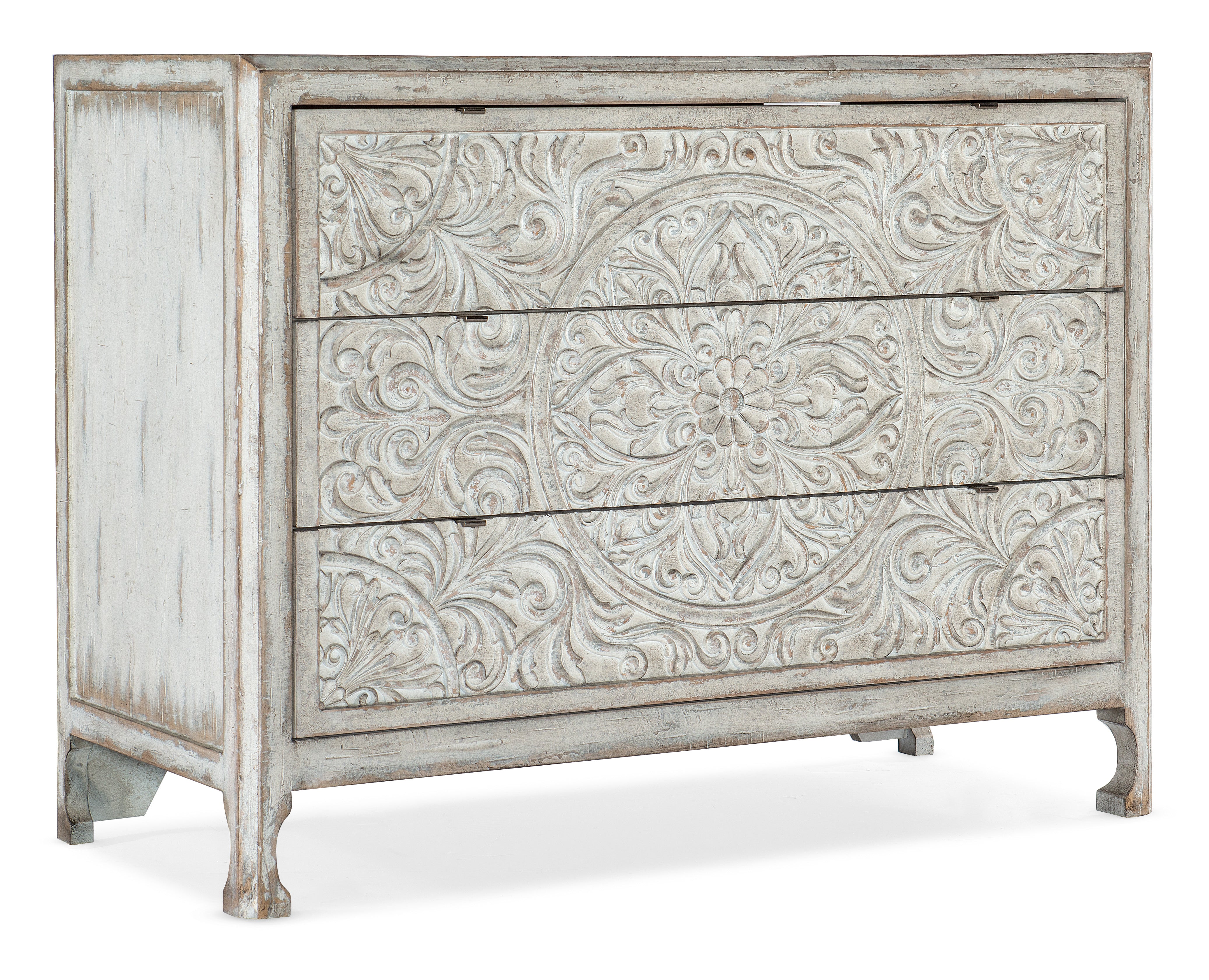 Hooker Furniture La Grange Lockhart Three-Drawer Accent Chest in Whites/Creams/Beiges